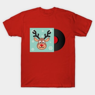 Christmas Party Vinyl Lp | Cute Deer | Xmas Music T-Shirt